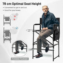 46 Inches Tall Directors Chair with Foldable Side Table and Footrest-Gray by LJGDeals