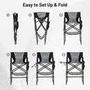 46 Inches Tall Directors Chair with Foldable Side Table and Footrest-Gray by LJGDeals