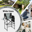 46 Inches Tall Directors Chair with Foldable Side Table and Footrest-Gray by LJGDeals