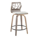 Folia - Contemporary Fixed Height Stool With Swivel With Round Footrest (Set of 2) by HouseOfZazla