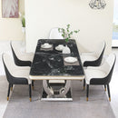 Luxury Modern Dining Table With 6 Chairs Marble Top Titanium Plated Base - Black by Unique Piece Furniture