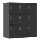 9 Door Employee Storage Locker With Card Slot, Lockers For Office, Gym, School, And Home - Black by HouseOfZazla