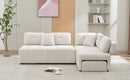 91.73" L-shaped Sofa Sectional Sofa Couch with 2 Stools and 2 Lumbar Pillows for Living Room, Biege