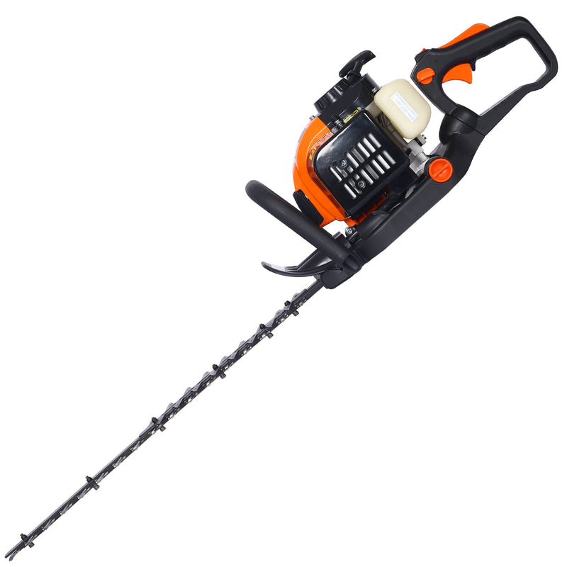 26cc 2 cycle gas powered hedge trimmer, double sided blade 24",recoil gasoline trim blade