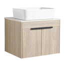 24" Modern Design Float Bathroom Vanity With Ceramic Basin Set, Wall Mounted White Oak Vanity With Soft Close Door, KD-PackingD-Packing Pieces