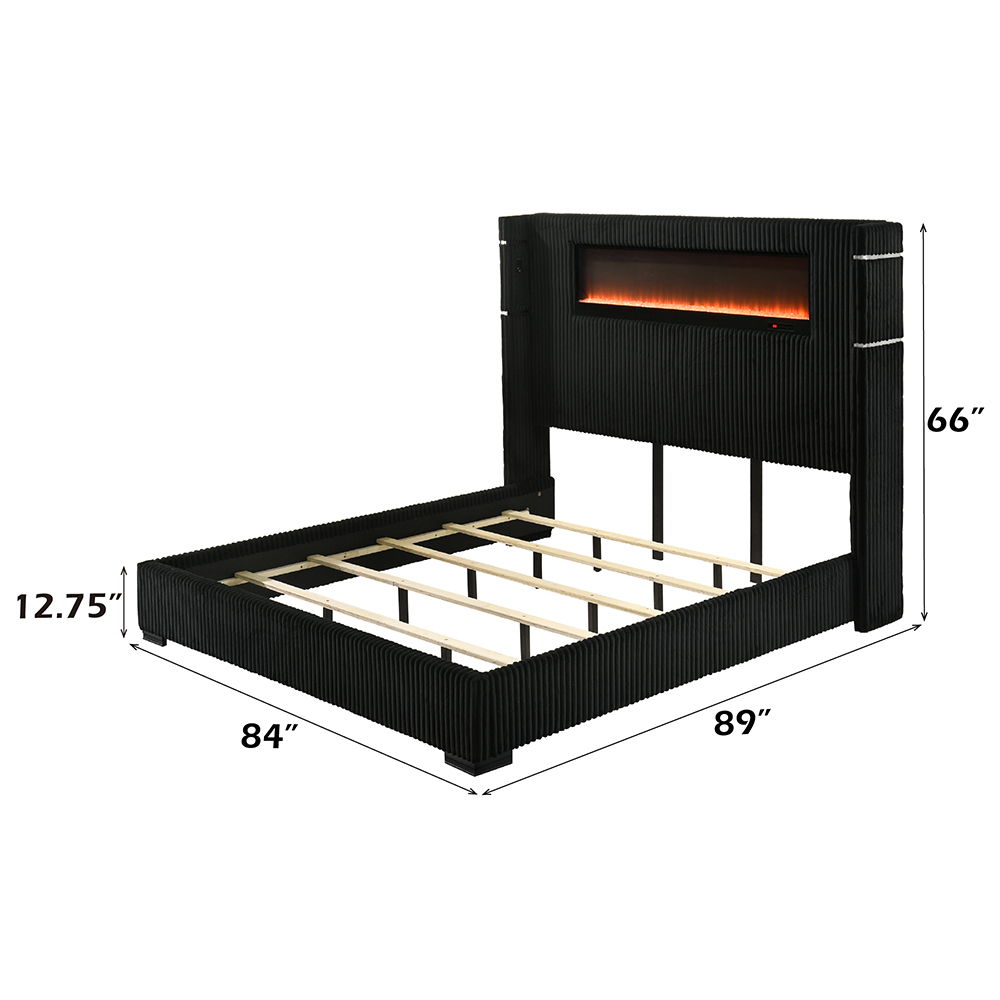 Garner - Bed With Fireplace, LED, Reading Light, Speaker, Bluetooth & USB, photo 3 of 7