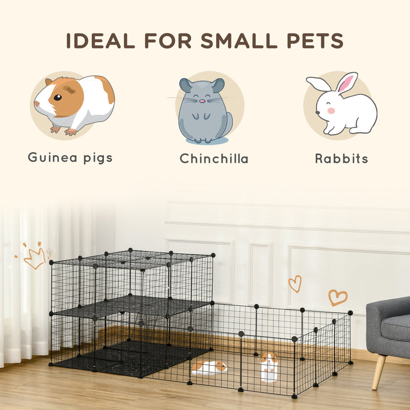 47 Panels Pet Playpen, Small Animal Playpen with Doors, Portable Metal Wire Yard Bunny Pen for Guinea Pigs, Chinchillas, 14" x 14"