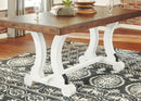 Rustic Farmhouse Extension Dining Table Two Tone Brown White