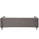 89" Modern Sofa Dutch Fluff Upholstered sofa with solid wood legs, buttoned tufted backrest,gray