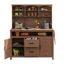 TOPMAX Large Fir Wood Potting Bench with Hutch and Storage by HouseOfZazla