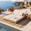 Double Acacia Wood Chaise Lounge Set