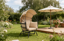 Sunnydaze Modern Luxury Egg Chair with Retractable Canopy - Taupe by HouseOfZazla