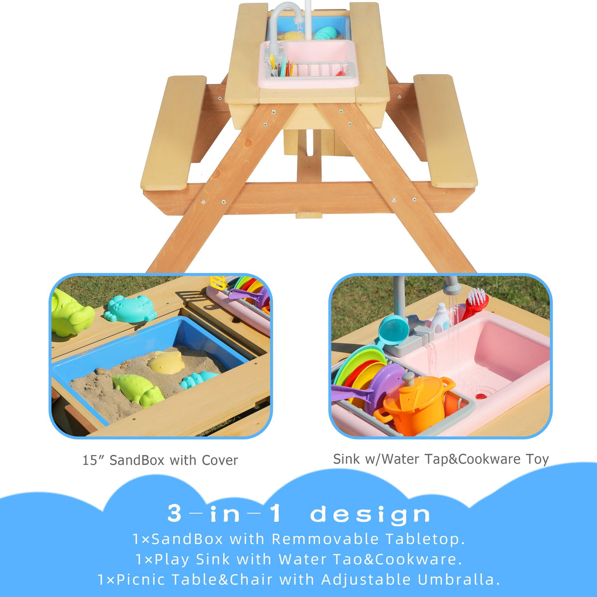 Kids Picnic Table With Sand and Water Table Conversion, photo 11 of 31