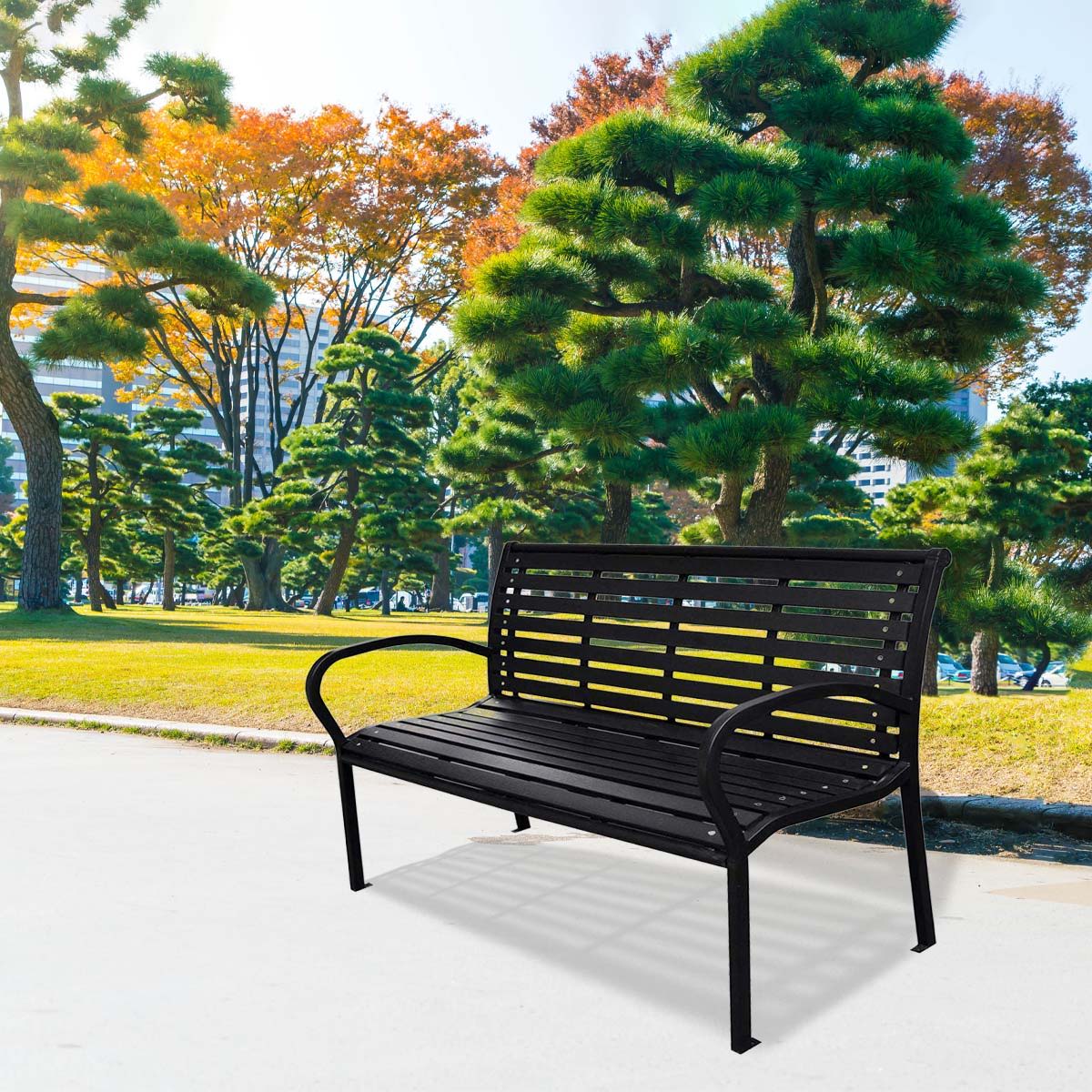 Patio Bench Steel - Black, photo 4 of 7