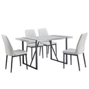 5-piece Dining Table Chairs Set, Rectangular Dining Room Table Set for 4, Modern Dining Table and faux leather Chairs for Kitchen Dining Room, Small Space, GRAY