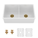 32" Undermount Double Bowl Kitchen Sink Rectangular Deep Dual Bas With Grids - White by HouseOfZazla