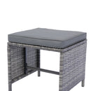 6 Piece Patio Wicker Sectional Set Patio Backyard Conversation Set Grey Wicker + Dark Grey Cushion