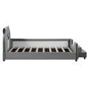 Upholstered Daybed With Bear Shaped Headboard, Hydraulic System And Breathable Fence