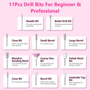Portable Electric Nail Drill – 45,000 RPM, 11 Bits, Cordless, Rechargeable