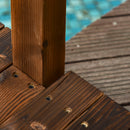 Outsunny - Fir Wood Garden Bridge Arc Walkway With Side Railings, Perfect For Backyards, Gardens, & Streams, Carbonized - Brown