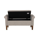 Upholstered Storage Bench With Rolled Armrests - Beige by HouseOfZazla