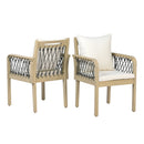 Outdoor Patio Acacia Wood Chairs With Woven Rope Arms (Set of 2)