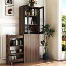 70.87" High Display Storage Cabinet with Multi-Tier Shelves and Glass Doors by HouseOfZazla