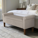 Upholstered Storage Bench With Rolled Armrests - Beige by HouseOfZazla