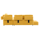 91.73" L-shaped Sofa Sectional Sofa Couch with 2 Stools and 2 Lumbar Pillows for Living Room, Yellow