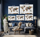 Push Pin Customize World Map Wall Canvas Print –