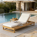 Teak Finish Acacia Wood Chaise Lounge with 4-Inch Cushion by HouseOfZazla