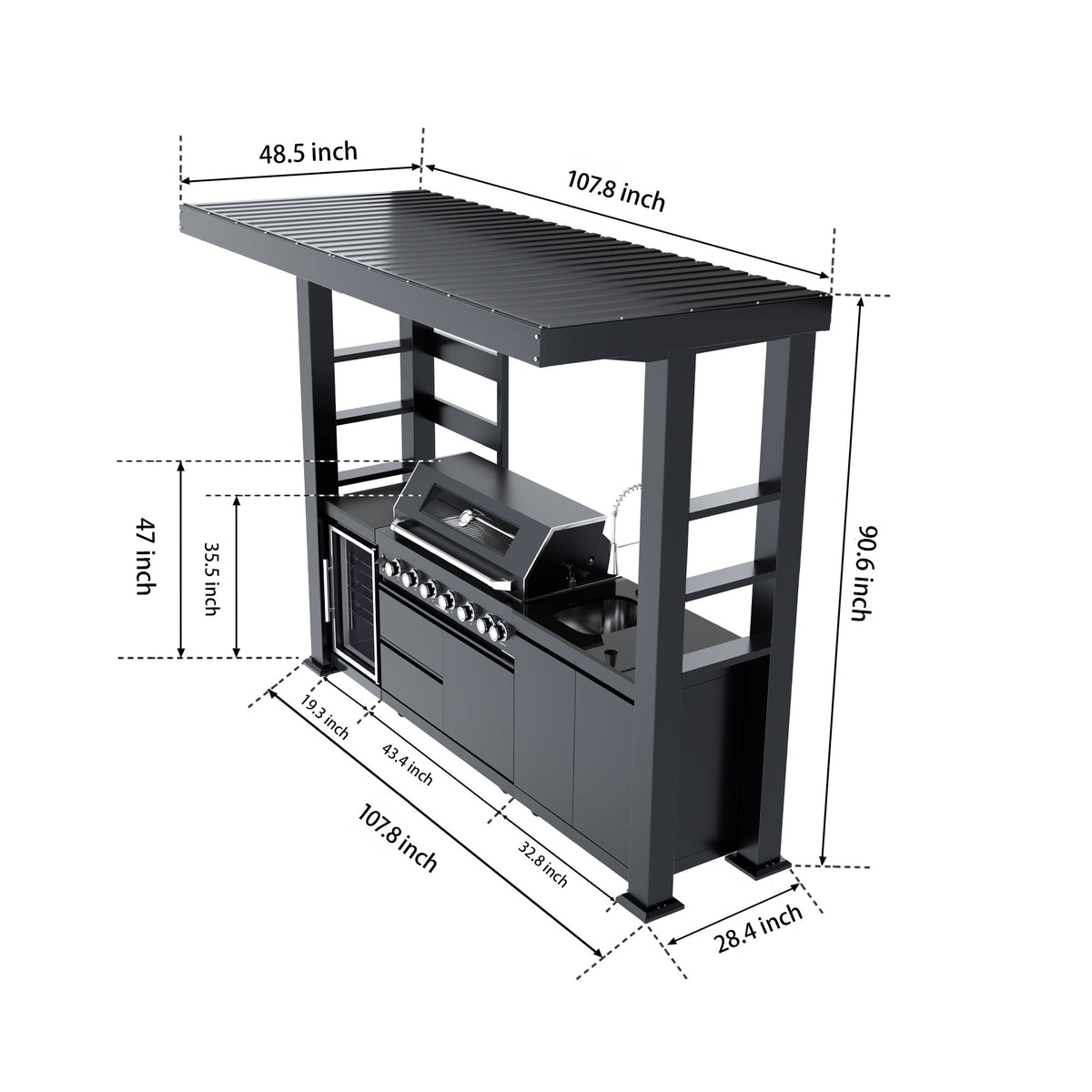 108-Inch 6-Burner Deluxe Outdoor Kitchen Grill, photo 3 of 10