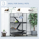 50" H 5-Tier Small Animal Cage, Ferret Cage, Large Chinchilla Cage with Hammock Accessory Heavy-Duty Steel Wire, Small Animal Habitat with 4 Doors, Removable Tray, Silver
