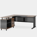 L-Shaped Executive Desk With File Cabinet, Office Workstation With Drawers, Shelves & Storage by HouseOfZazla
