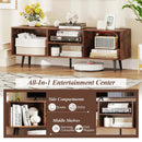 47.5 Inches TV Stand for 55-Inch TV with Compartments and Metal Legs by LJGDeals