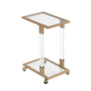 Glass Top C Shape Square Table With Metal Base For Living Room by Unique Piece Furniture