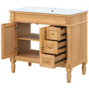Modern Bathroom Vanity With Ceramic Sink, Soft Close Doors, Adjustable Shelves