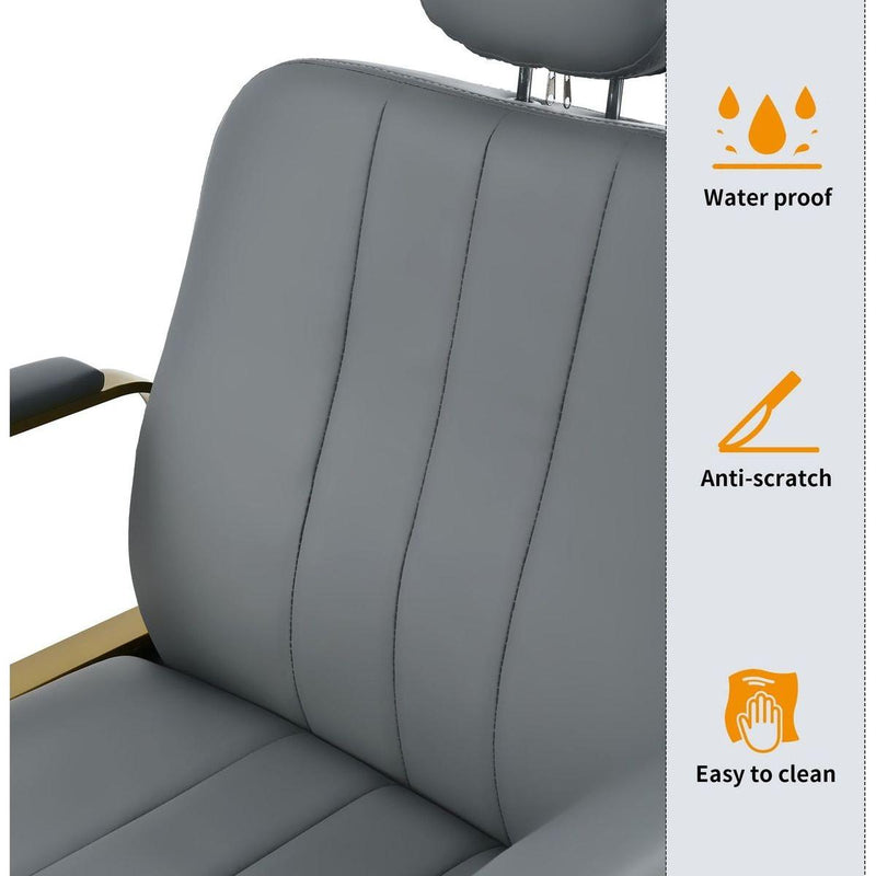 Premium Reclining barber Chair Salon Chair for Hair Stylist with Heavy Duty Hydraulic Pump, 360 Rotation, Tattoo Chair Shampoo Beauty Salon Equipment, Max Load Weight 400 Lbs, Gray