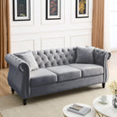 Chesterfield Sofa With Rolled Arms And Nailhead Trim by HouseOfZazla