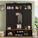Entryway Hall Tree With Bench, 3 Top Cubbies & Bottom Storage Space