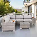 Modern Patio Rattan Sectional Set With Cushions by Unique Piece Furniture