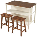 Rustic 3 Piece Stationary Kitchen Island Set With 2 Seatings, With 2 Open Shelves by Unique Piece Furniture