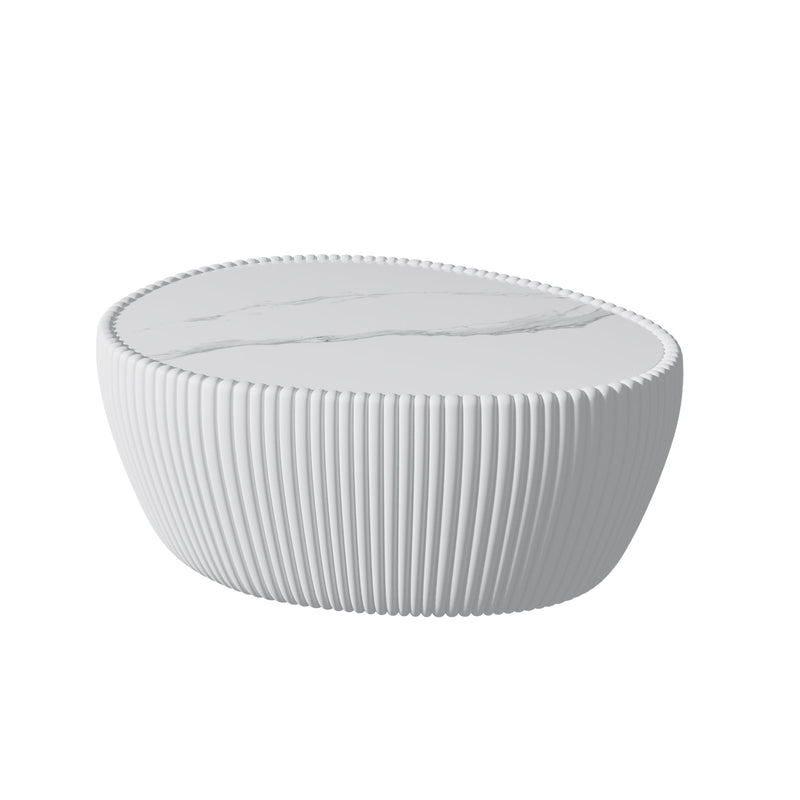 Light Sintered Stone Top Goose Egg Shape Table, photo 3 of 5