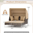 Outdoor Daybed with Retractable Canopy PE Wicker Rattan Patio Lounger by LJGDeals