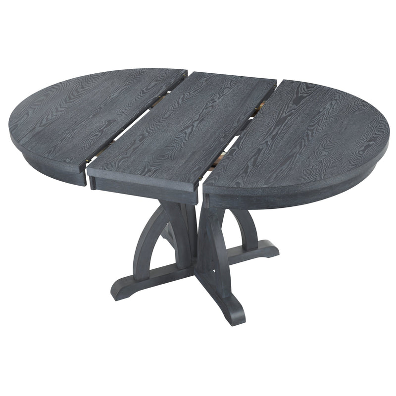 5-Piece Farmhouse Round Pedestal Extending Dining Table Set Extendable Kitchen Table Set with 15.8" Removable Leaf and Ladder Back Dining Chairs for Small Places, Black