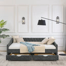 Upholstered Tufted Daybed With 2 Drawers, Waved Arms by Unique Piece Furniture