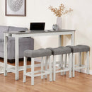 4 Piece Bar Table Set with Power Outlet,Bar Table Set with Chairs,Sofa Bar Table with Stools,Behind Couch Table with 3 Padded Stools,for Living Room,Dining room, White & Grey by Montret