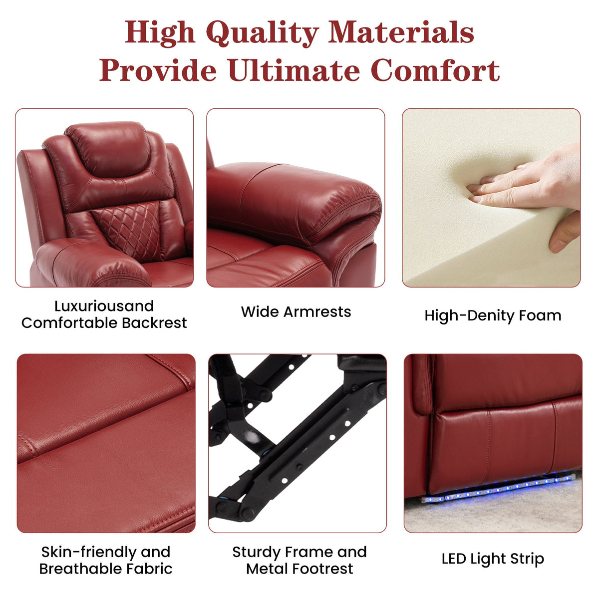 Home Theater Seating Manual Recliner Chair With Led Light Strip For Living Room, photo 4 of 13