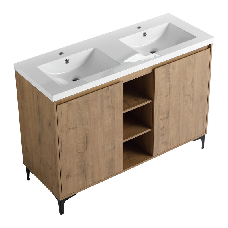 48" Freestanding Bathroom Vanity With Double Sink, Soft Closing Door Hinge (KD-Package)G