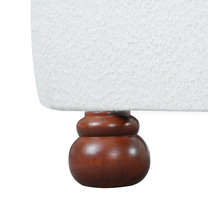 Cream-Colored Boucle Upholstered Bed with Rubber Wood Foot, King, photo 9 of 10